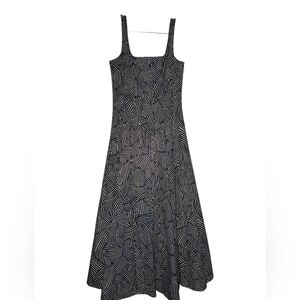 STAUD Black And Tan Sleeveless A-line Midi Dress